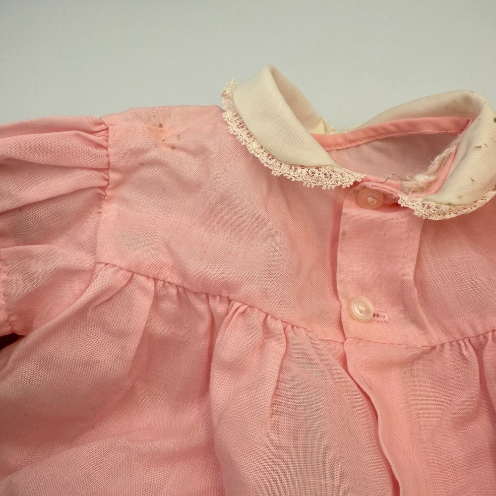 Vtg 60s Baby Togs Pink Dress |Lace Collar & Floral Embroidery| 6-12 mo/Baby Doll - Picture 7 of 8
